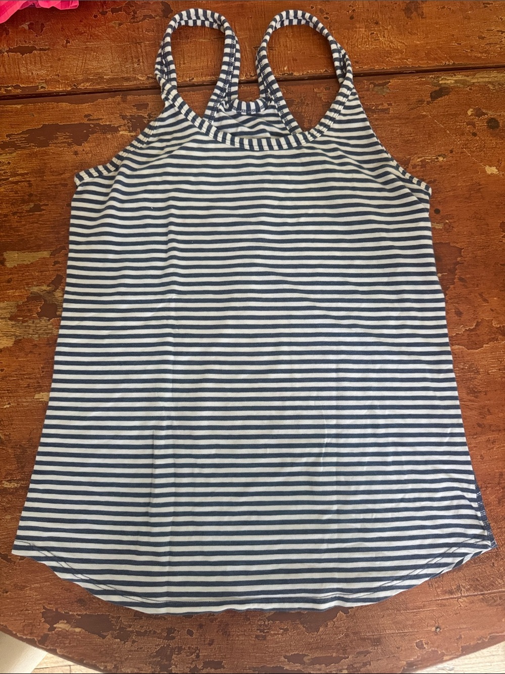 lululemon athletica Navy and White Striped Racerback Tank